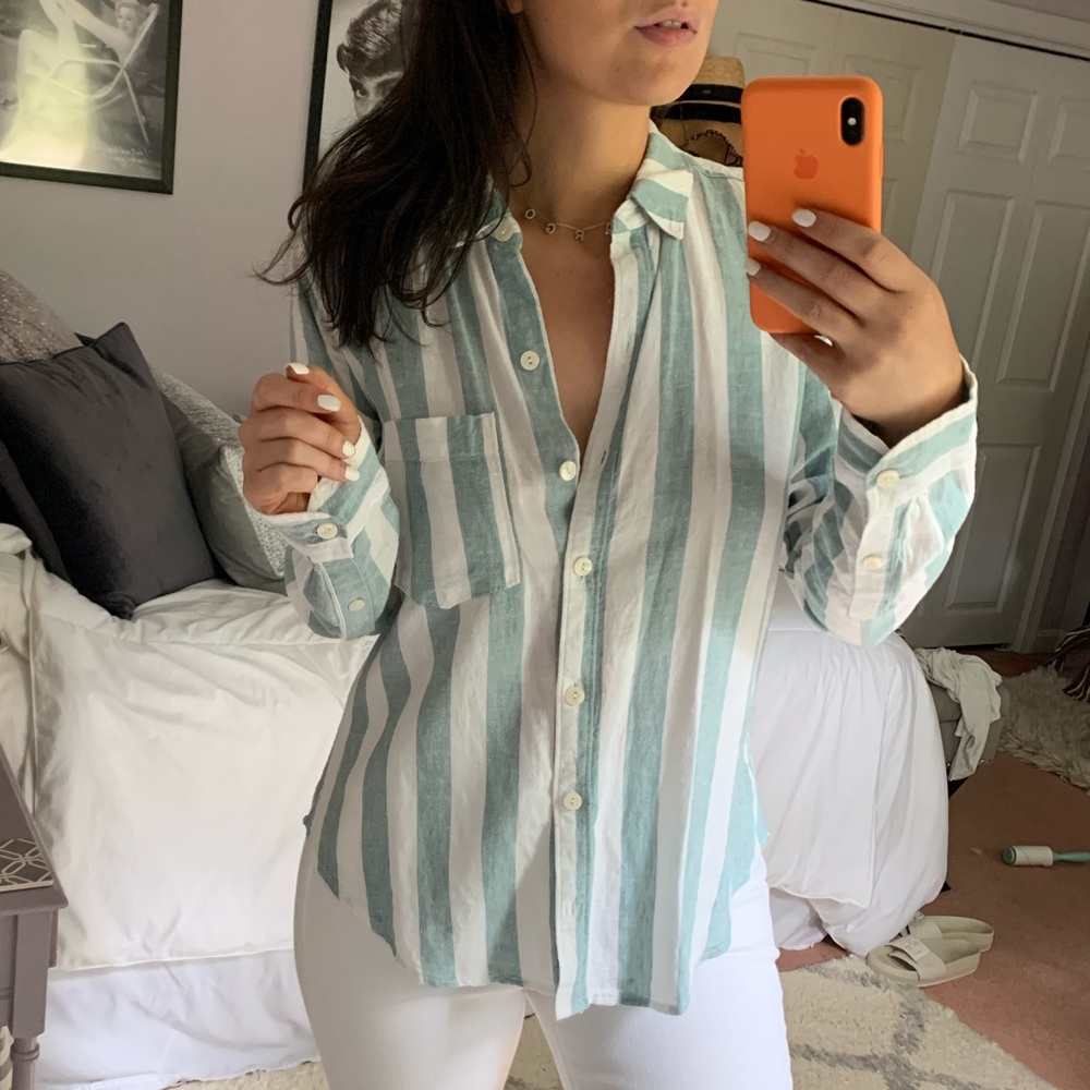 Striped Linen Button Up - image 2